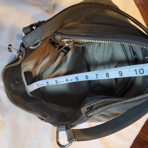 Lauren Ralph Lauren Dark Gray Pebbled Leather Hobo Bag - Picture 4 of 16